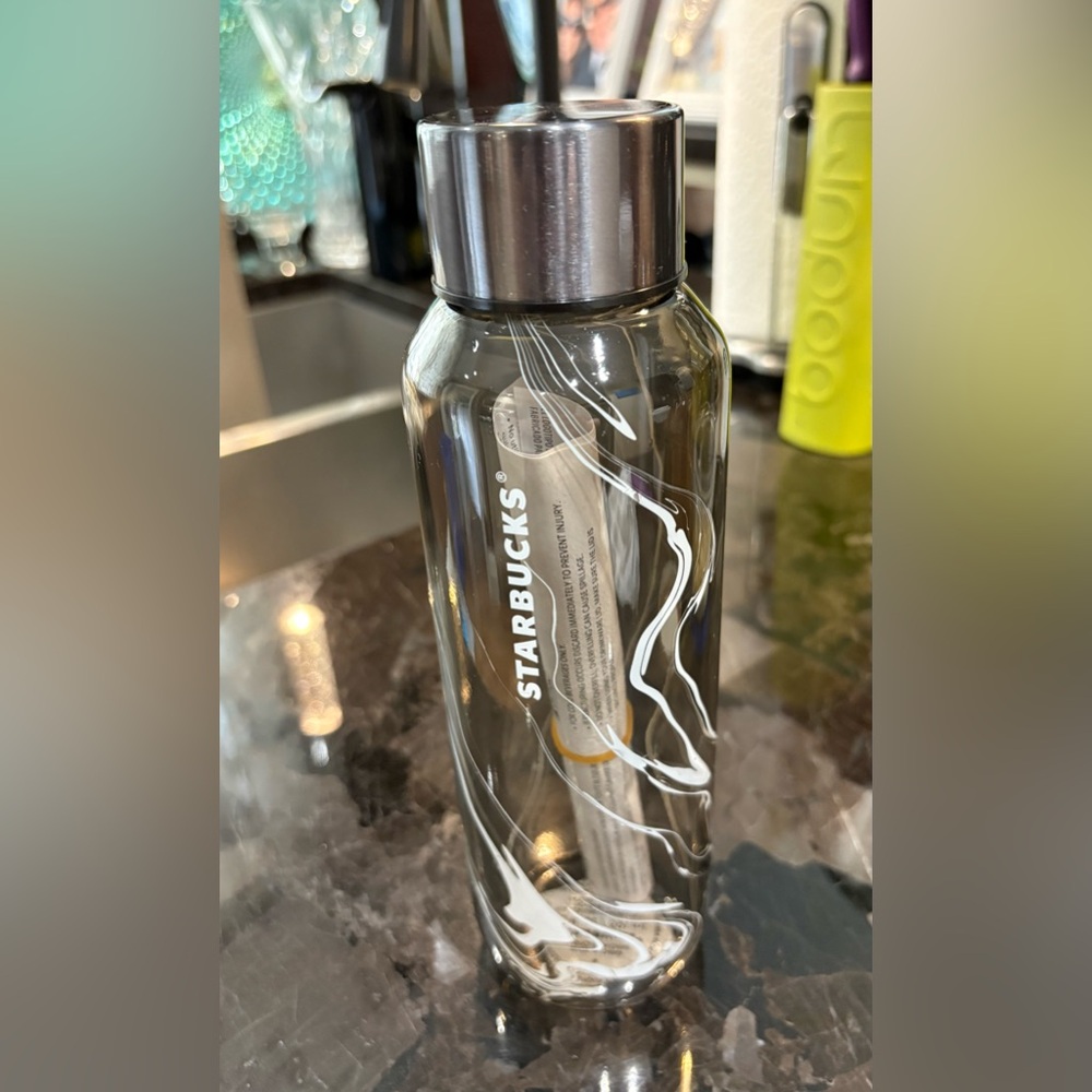 Starbucks NWT Marble Wave Glass Bottle 2022 Edition